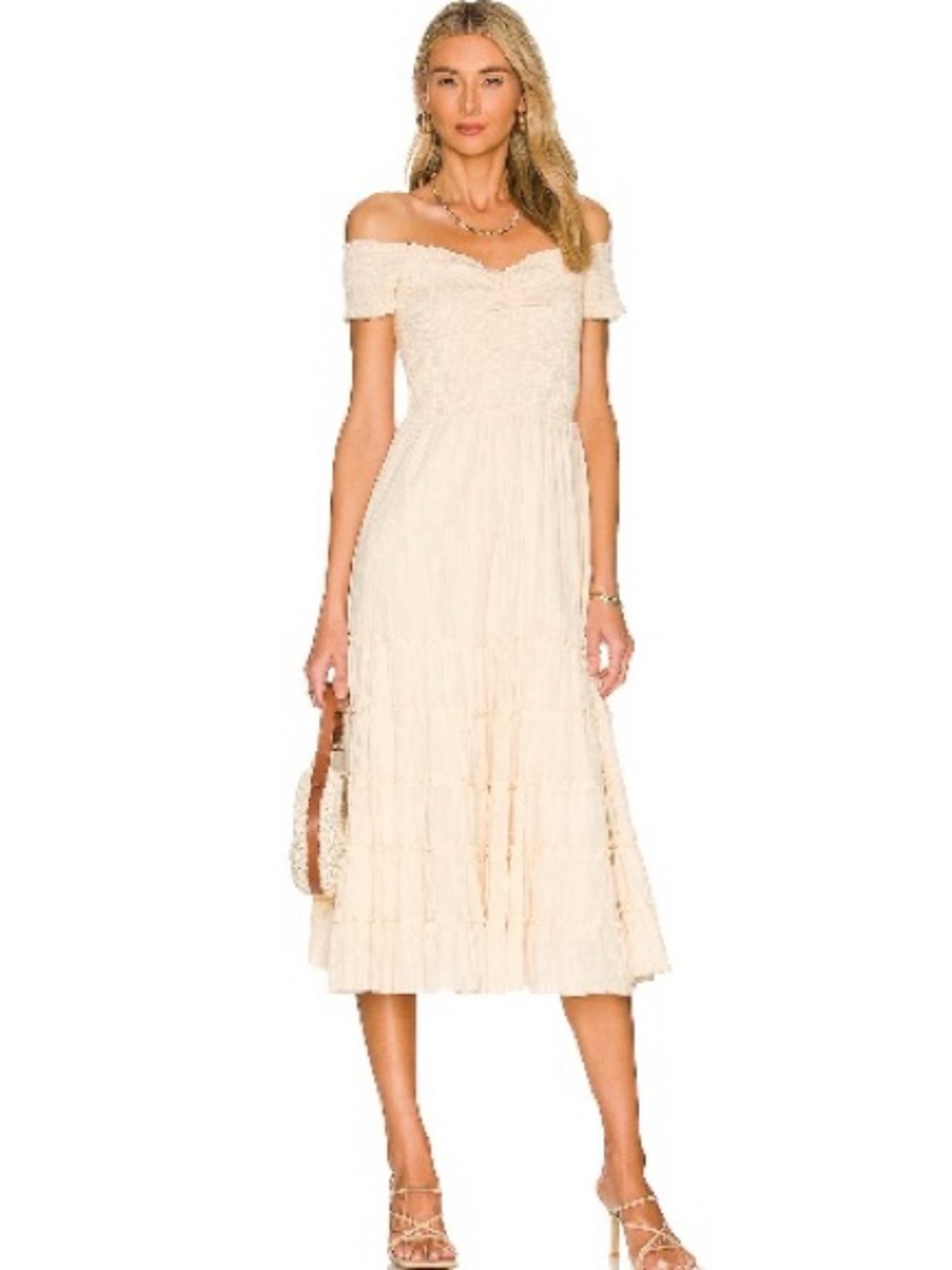 Revolve Off-Shoulder Cream Midi Dress - only worn once